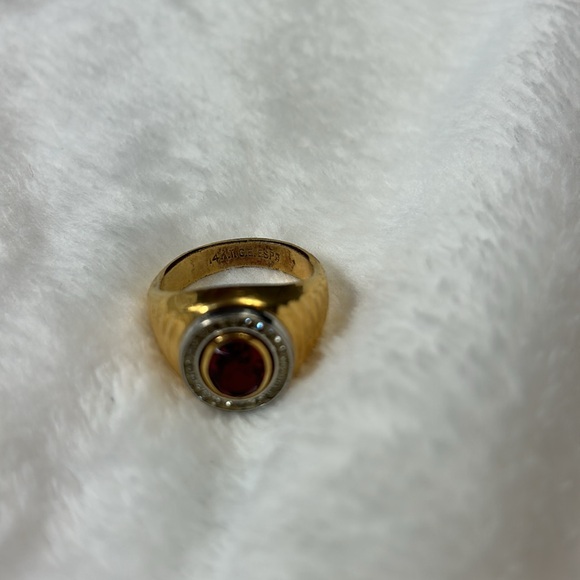 14k.t. G.E. Espo - joseph esposito garnet with pave diamond circle gold ring - Picture 6 of 14